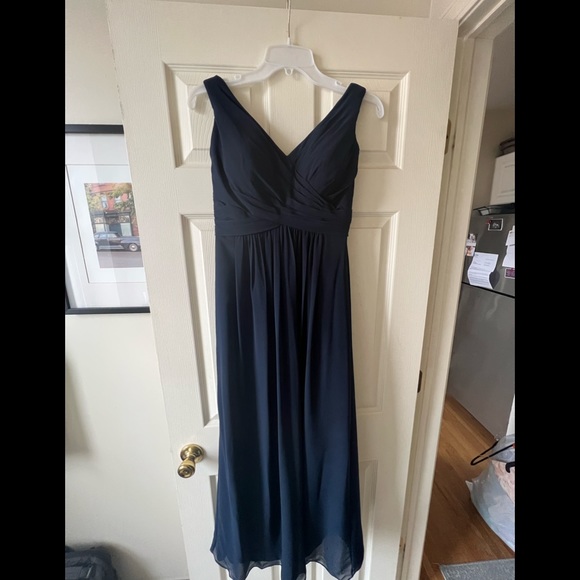 Bill Levkoff Navy Blue Bridesmaid Gown Size 2 - Picture 1 of 14